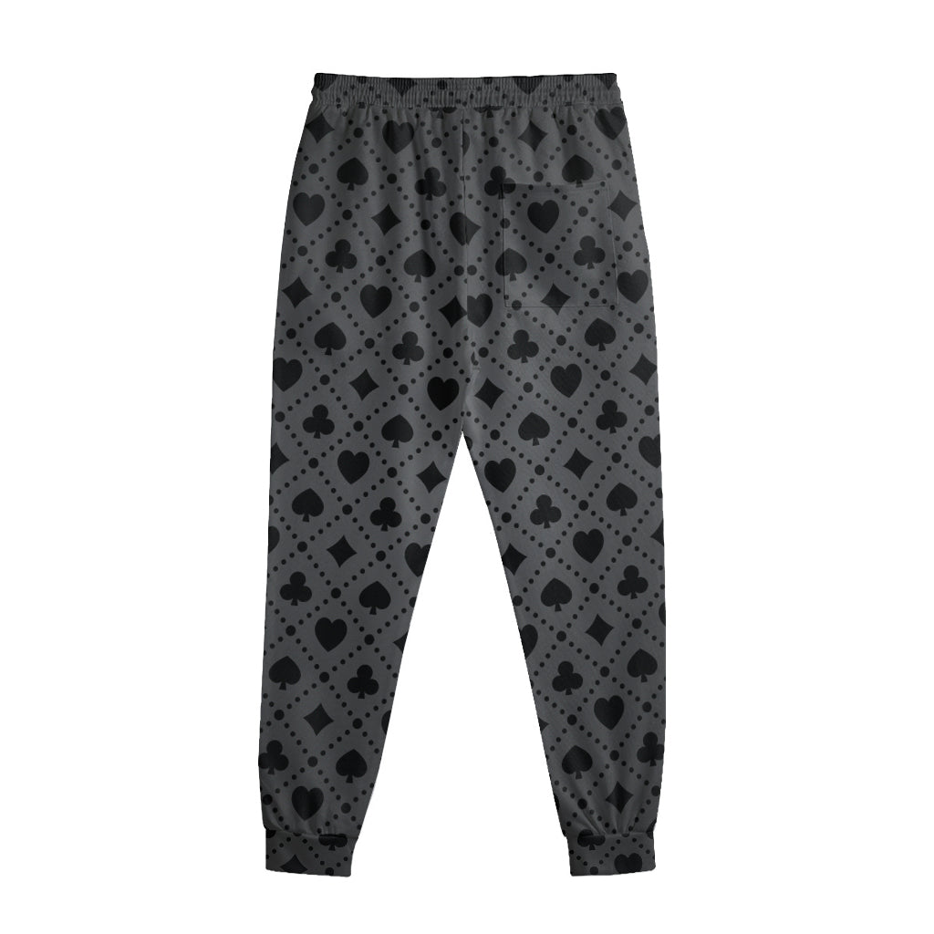 Black And Grey Playing Card Suits Print Sweatpants