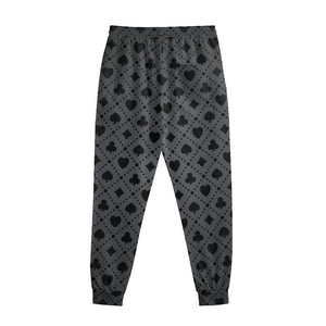 Black And Grey Playing Card Suits Print Sweatpants