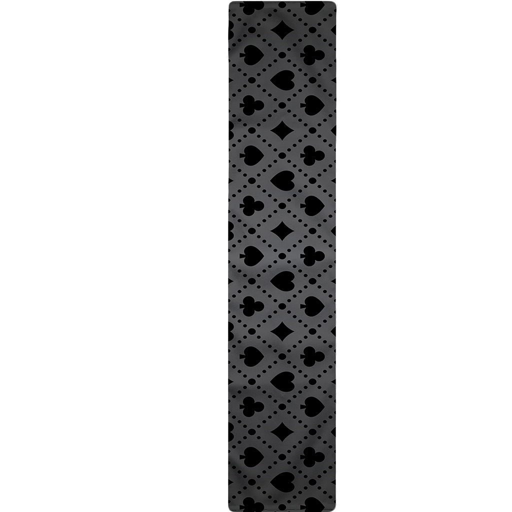Black And Grey Playing Card Suits Print Table Runner