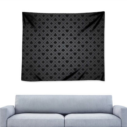Black And Grey Playing Card Suits Print Tapestry