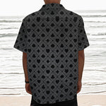 Black And Grey Playing Card Suits Print Textured Short Sleeve Shirt