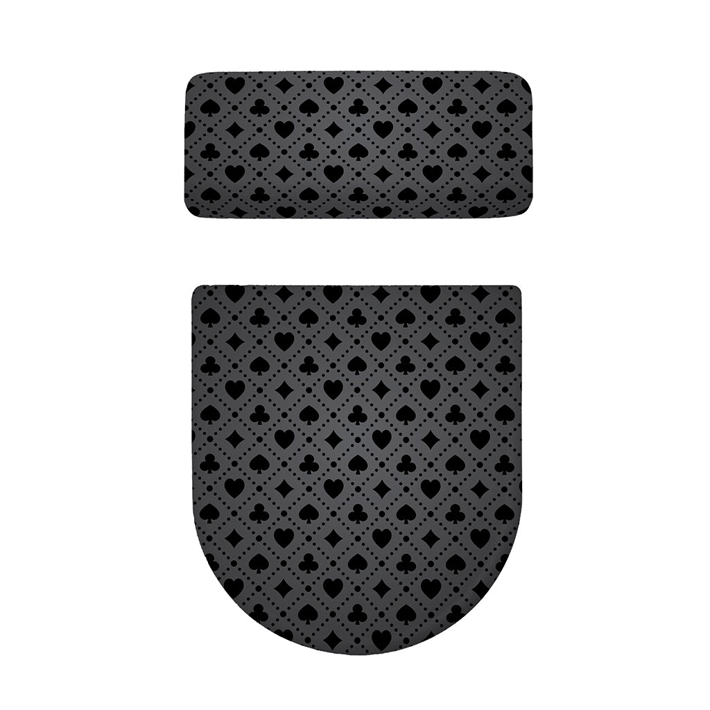 Black And Grey Playing Card Suits Print Toilet Lid And Tank Cover Set