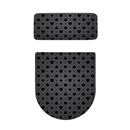 Black And Grey Playing Card Suits Print Toilet Lid And Tank Cover Set