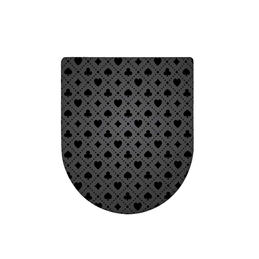 Black And Grey Playing Card Suits Print Toilet Lid Cover