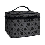 Black And Grey Playing Card Suits Print Travel Makeup Bag