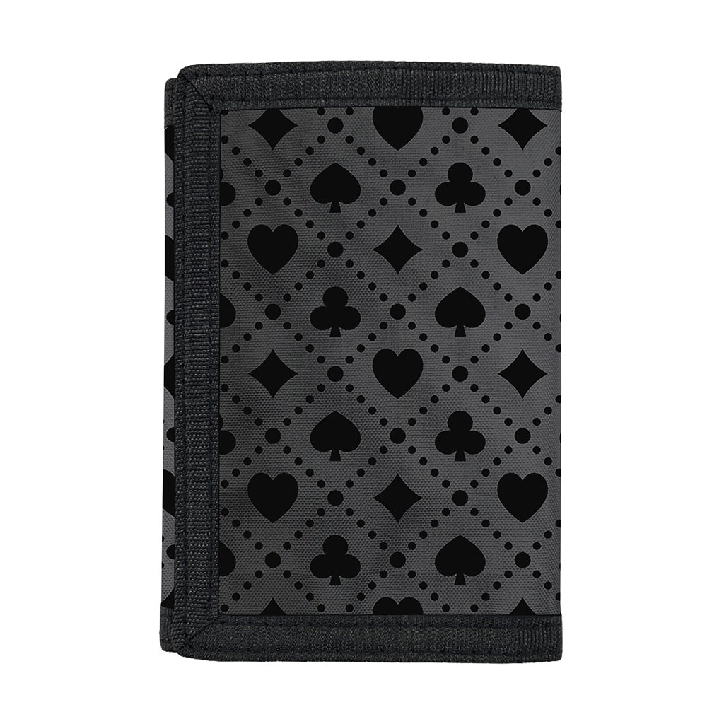Black And Grey Playing Card Suits Print Trifold Wallet