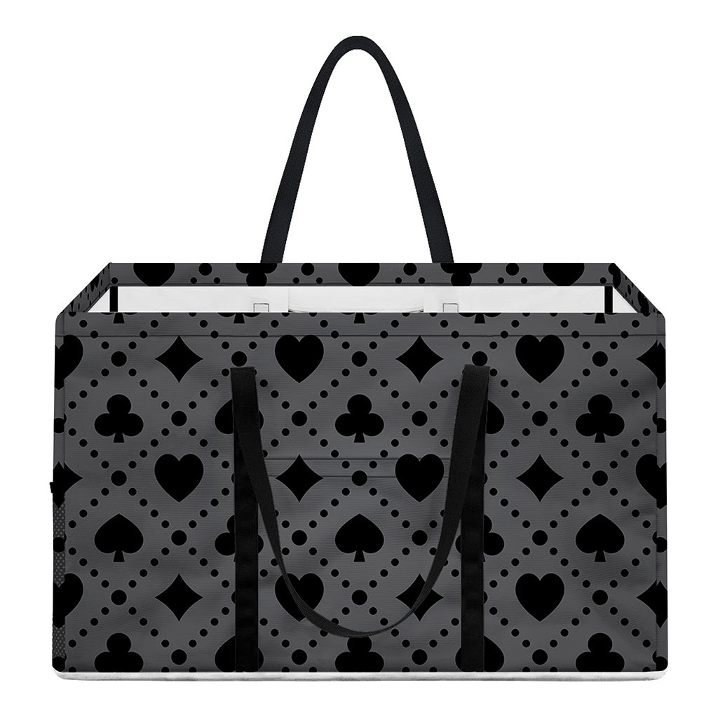 Black And Grey Playing Card Suits Print Utility Tote Bag