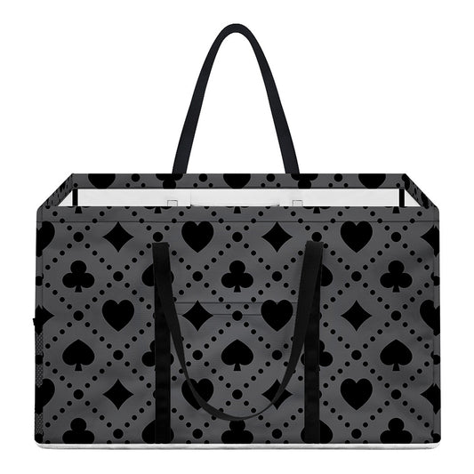 Black And Grey Playing Card Suits Print Utility Tote Bag
