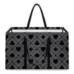 Black And Grey Playing Card Suits Print Utility Tote Bag
