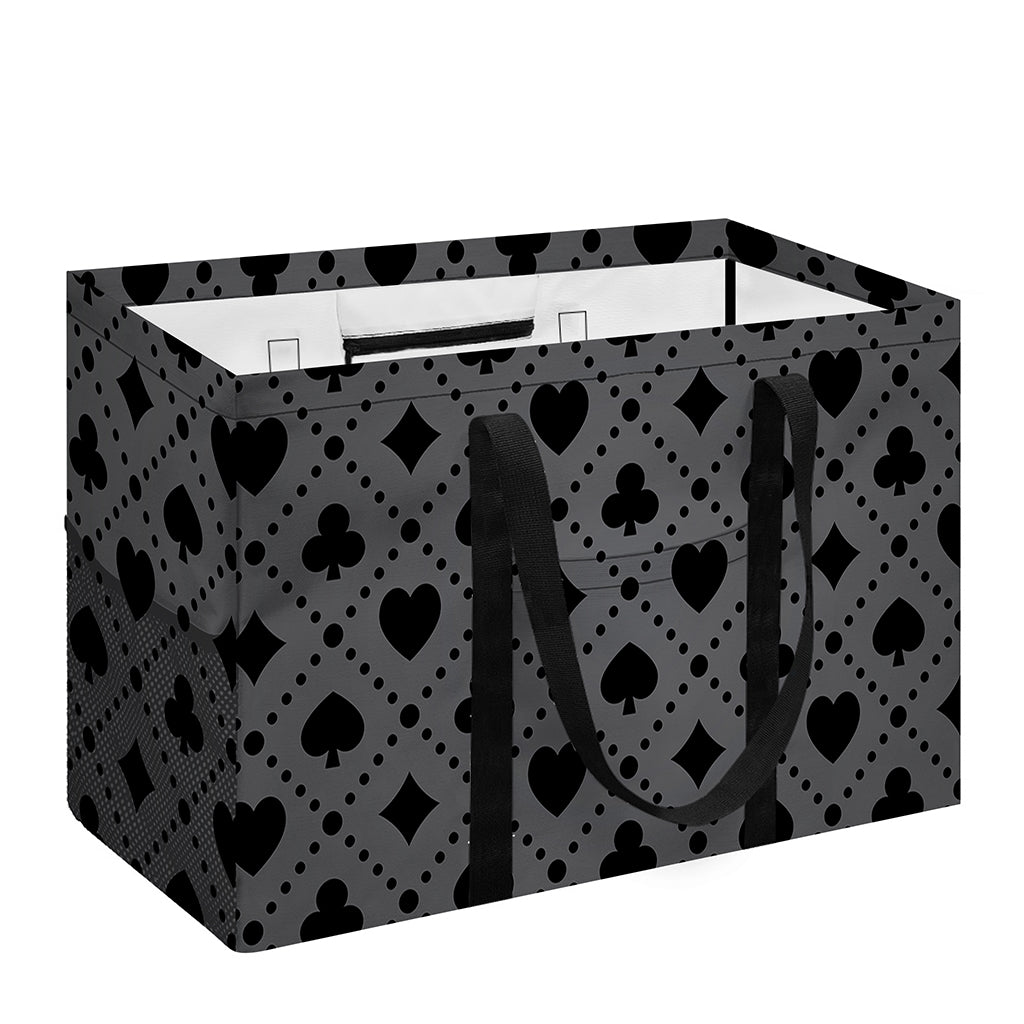 Black And Grey Playing Card Suits Print Utility Tote Bag