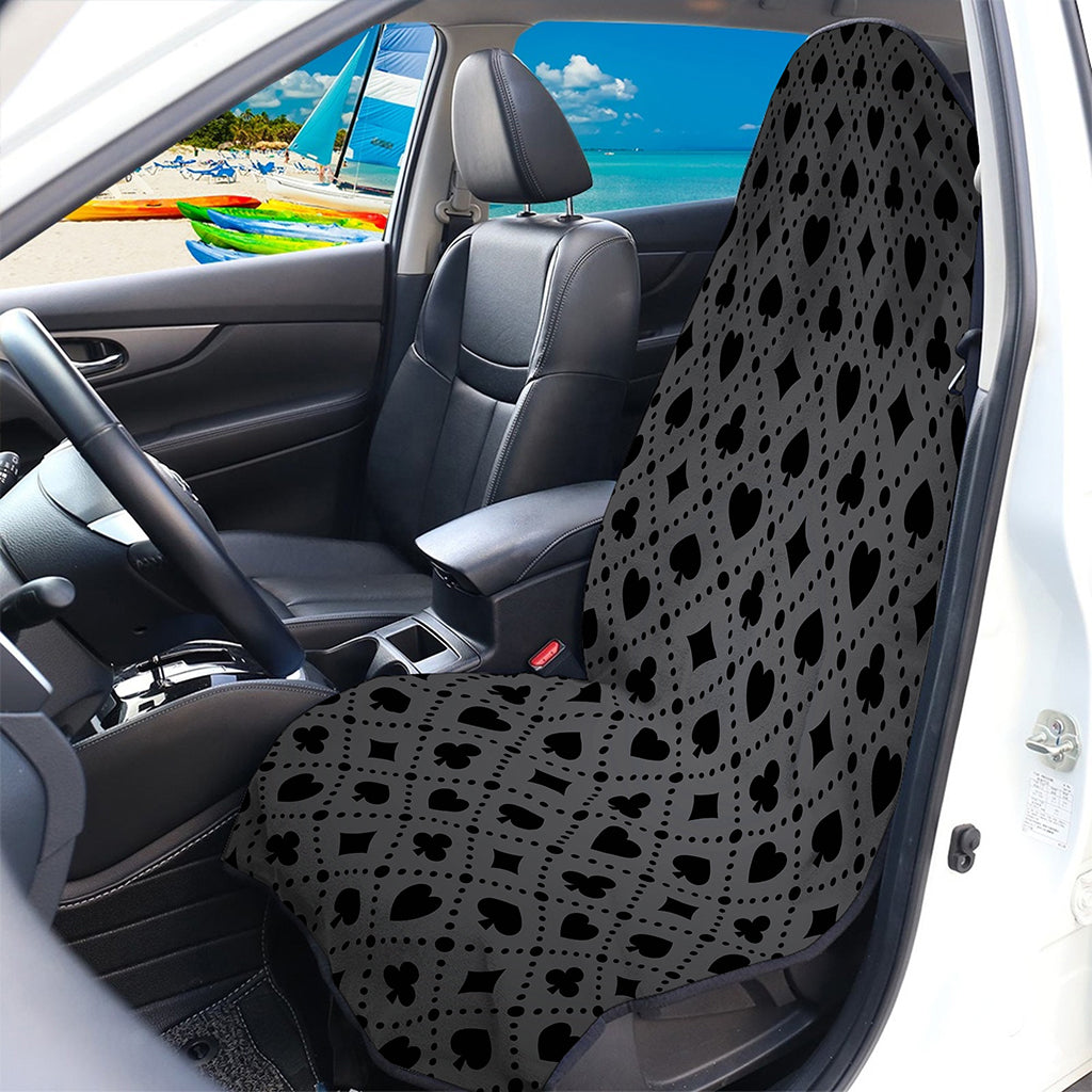 Black And Grey Playing Card Suits Print Waterproof Car Seat Cover