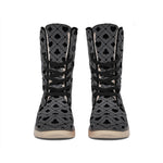 Black And Grey Playing Card Suits Print Winter Boots