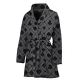 Black And Grey Playing Card Suits Print Women's Bathrobe