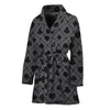 Black And Grey Playing Card Suits Print Women's Bathrobe