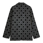 Black And Grey Playing Card Suits Print Women's Blazer