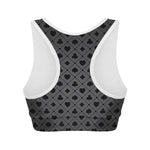 Black And Grey Playing Card Suits Print Women's Sports Bra