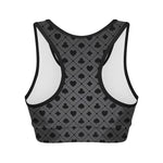 Black And Grey Playing Card Suits Print Women's Sports Bra