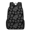 Black And Grey Pot Leaf Pattern Print 17 Inch Backpack