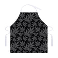Black And Grey Pot Leaf Pattern Print Adjustable Apron