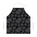 Black And Grey Pot Leaf Pattern Print Adjustable Apron