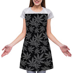 Black And Grey Pot Leaf Pattern Print Adjustable Apron