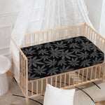 Black And Grey Pot Leaf Pattern Print Baby Crib Sheet
