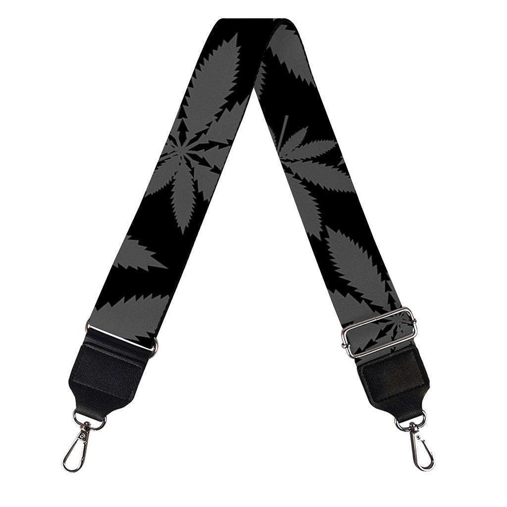 Black And Grey Pot Leaf Pattern Print Bag Strap