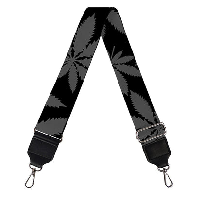 Black And Grey Pot Leaf Pattern Print Bag Strap