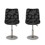 Black And Grey Pot Leaf Pattern Print Bar Stool Covers