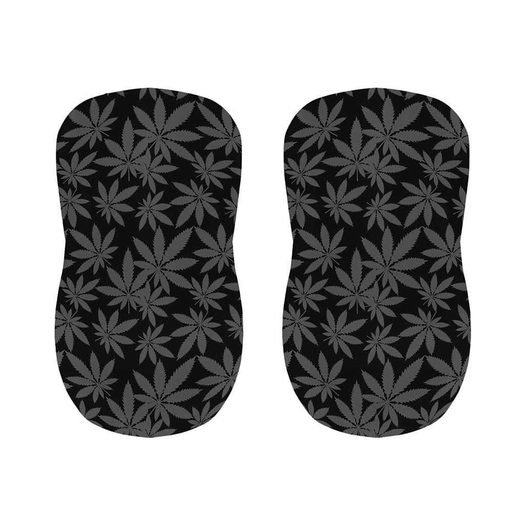 Black And Grey Pot Leaf Pattern Print Bar Stool Covers