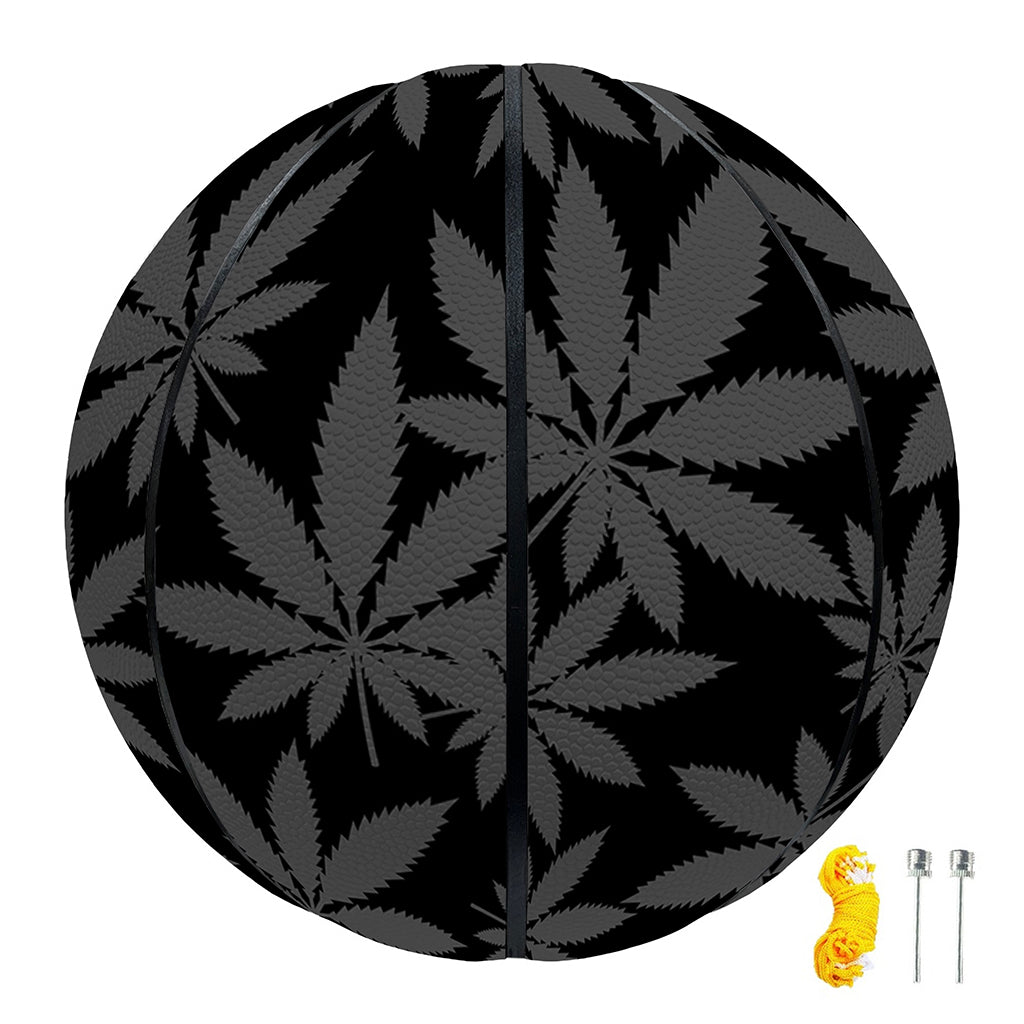 Black And Grey Pot Leaf Pattern Print Basketball
