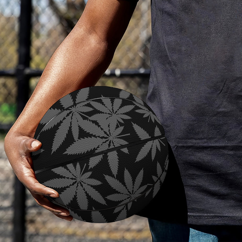 Black And Grey Pot Leaf Pattern Print Basketball