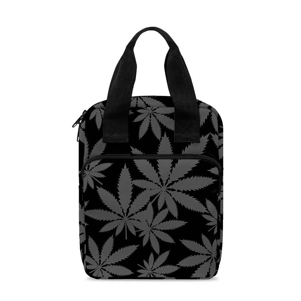 Black And Grey Pot Leaf Pattern Print Bible Tote Bag