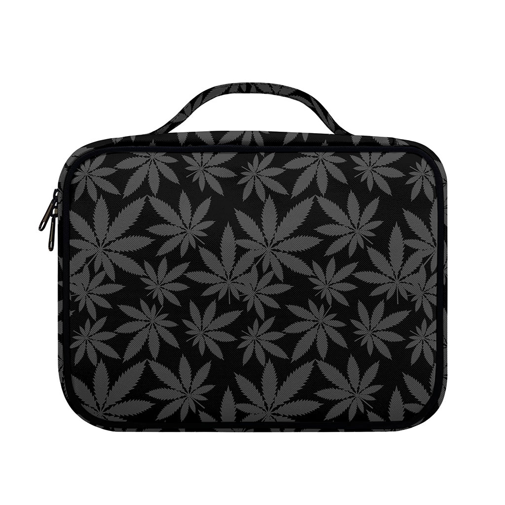 Black And Grey Pot Leaf Pattern Print Briefcase Bible Bag