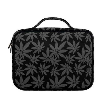 Black And Grey Pot Leaf Pattern Print Briefcase Bible Bag