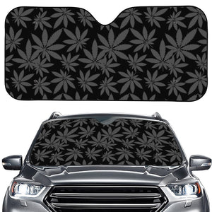 Black And Grey Pot Leaf Pattern Print Car Windshield Sun Shade