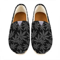 Black And Grey Pot Leaf Pattern Print Casual Shoes