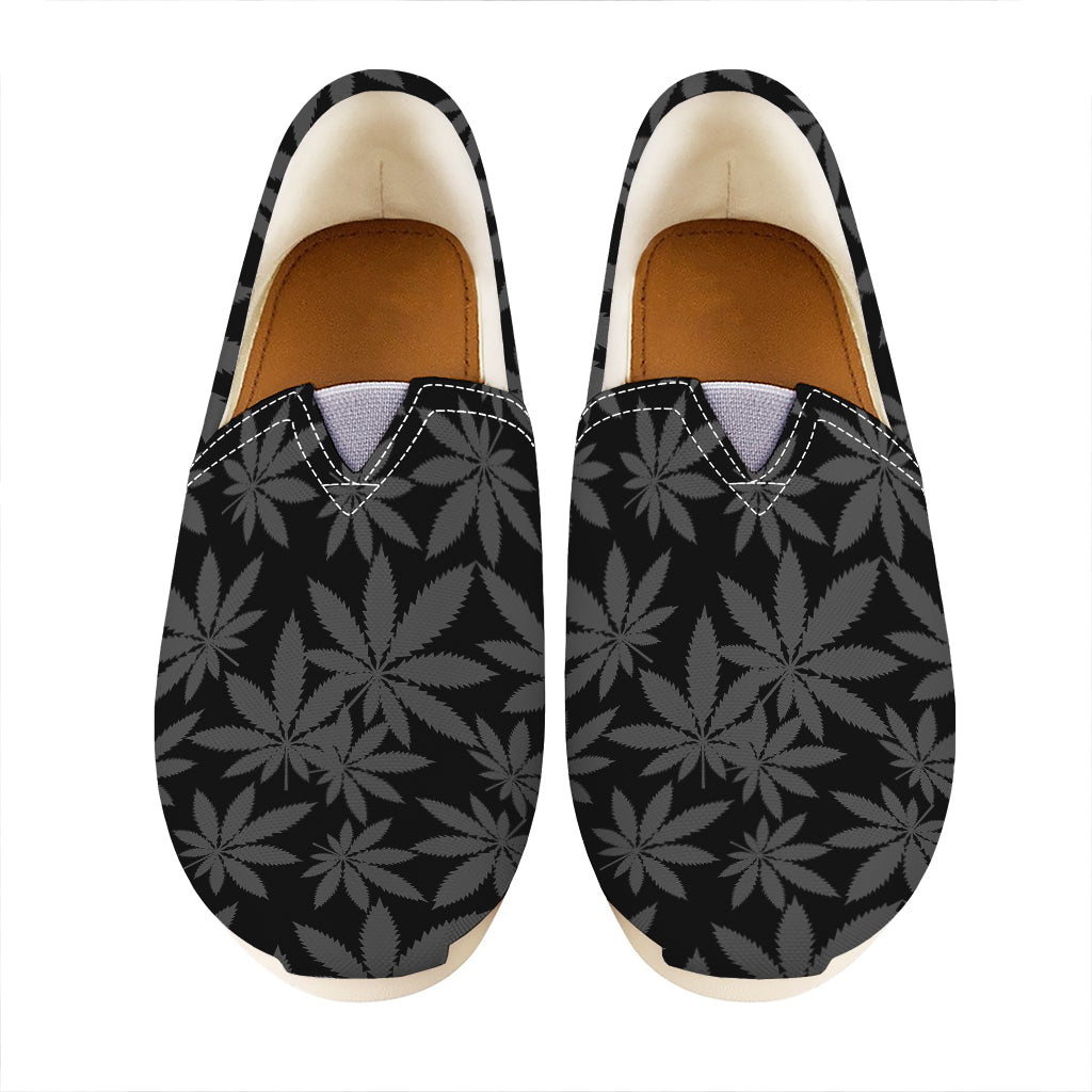 Black And Grey Pot Leaf Pattern Print Casual Shoes