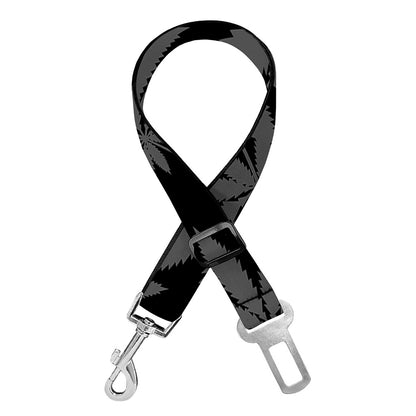 Black And Grey Pot Leaf Pattern Print Dog Seat Belt