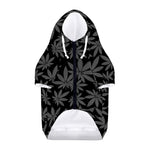 Black And Grey Pot Leaf Pattern Print Dog Zip Up Hoodie