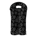 Black And Grey Pot Leaf Pattern Print Double Neoprene Wine Tote