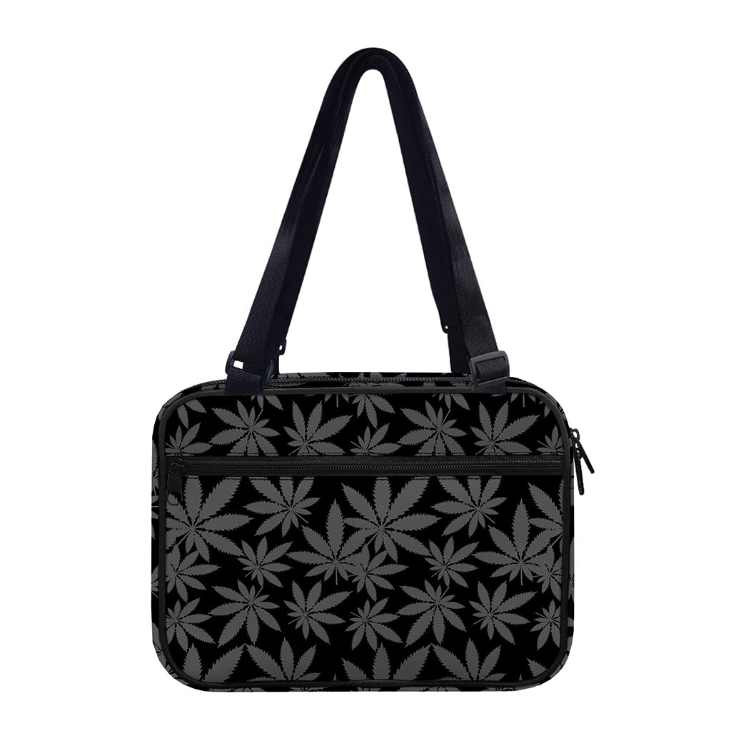 Black And Grey Pot Leaf Pattern Print Double Strap Bible Bag