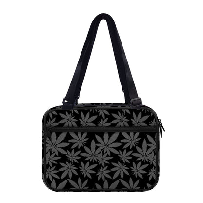 Black And Grey Pot Leaf Pattern Print Double Strap Bible Bag