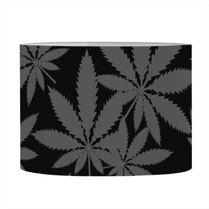 Black And Grey Pot Leaf Pattern Print Drum Lamp Shade