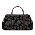 Black And Grey Pot Leaf Pattern Print Duffle Bag