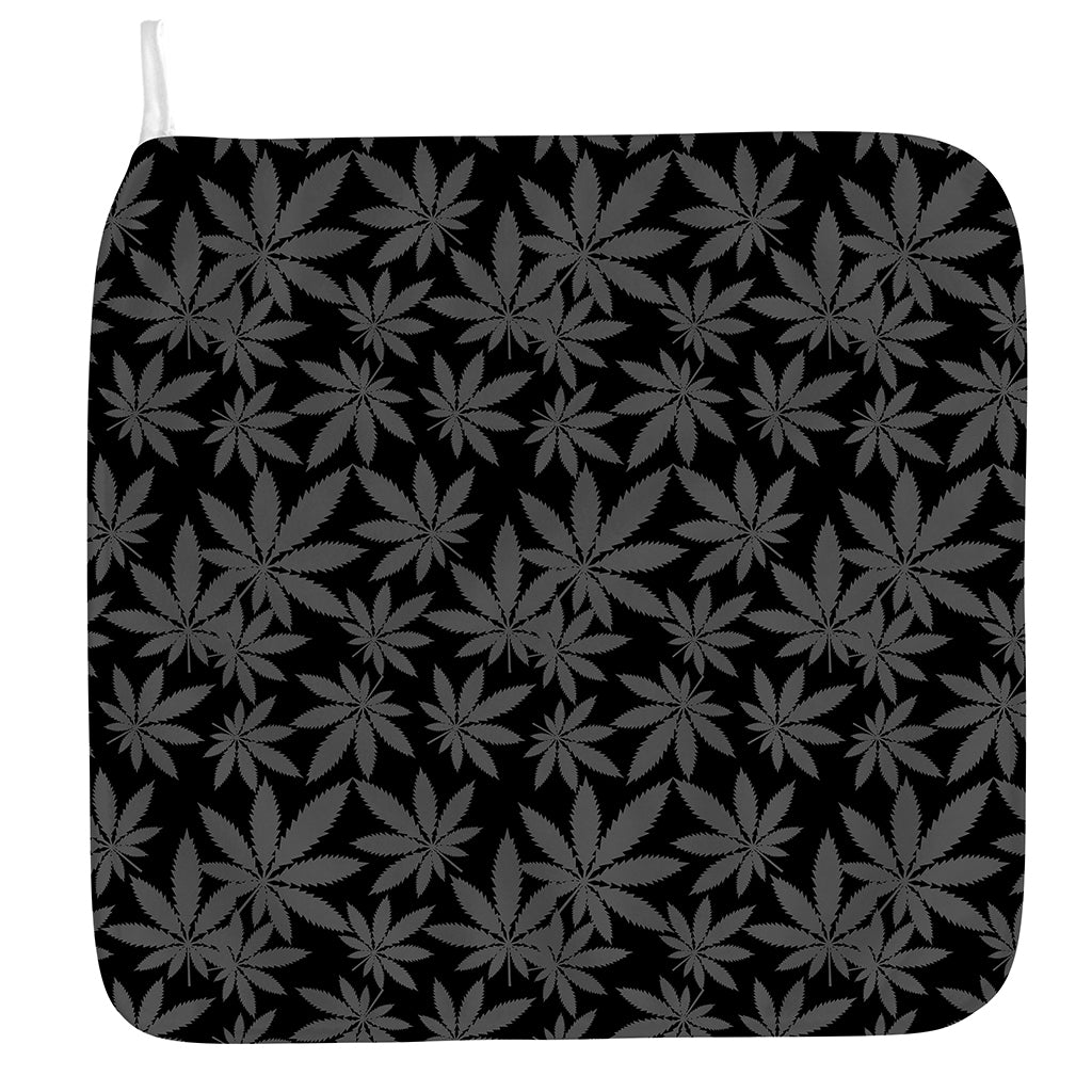 Black And Grey Pot Leaf Pattern Print Hand Towel