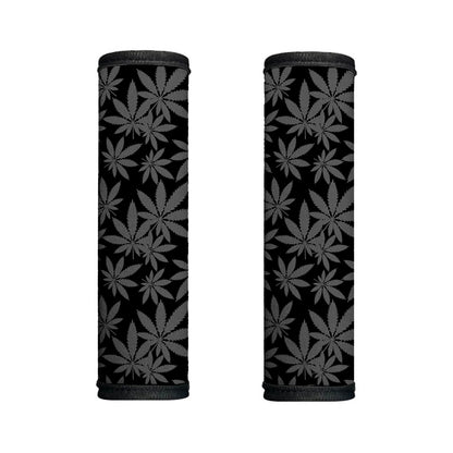 Black And Grey Pot Leaf Pattern Print Handle Covers