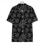 Black And Grey Pot Leaf Pattern Print Hawaiian Shirt