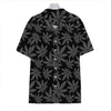 Black And Grey Pot Leaf Pattern Print Hawaiian Shirt