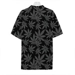 Black And Grey Pot Leaf Pattern Print Hawaiian Shirt